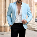Men's Korean slim fit blazer in Khaki, cotton blend with patch pockets