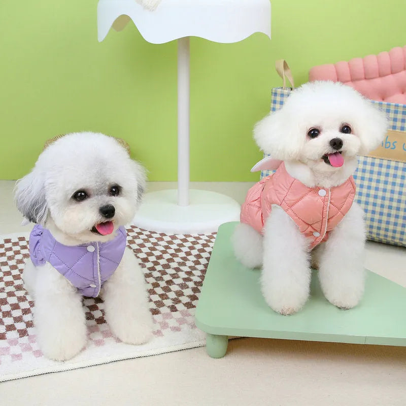 Small dog wearing pink cotton-thickened angel skirt with elastic waistband