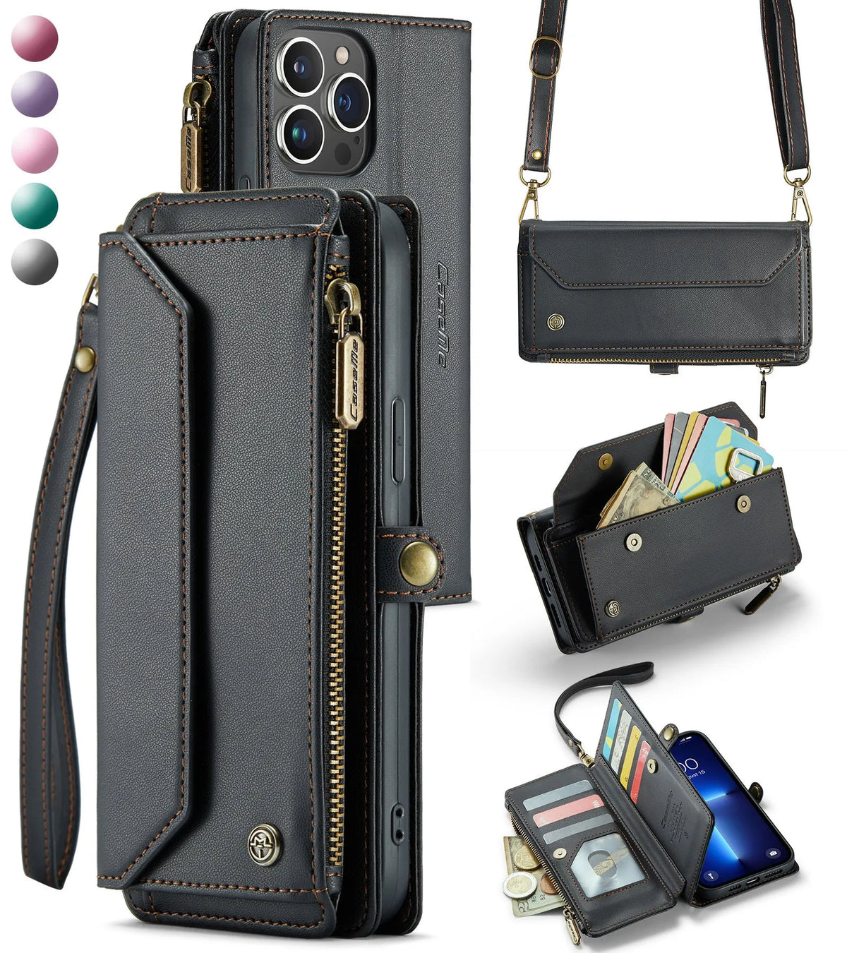 Red TPU wallet phone case for Samsung Galaxy S25 Ultra with card insertion slot