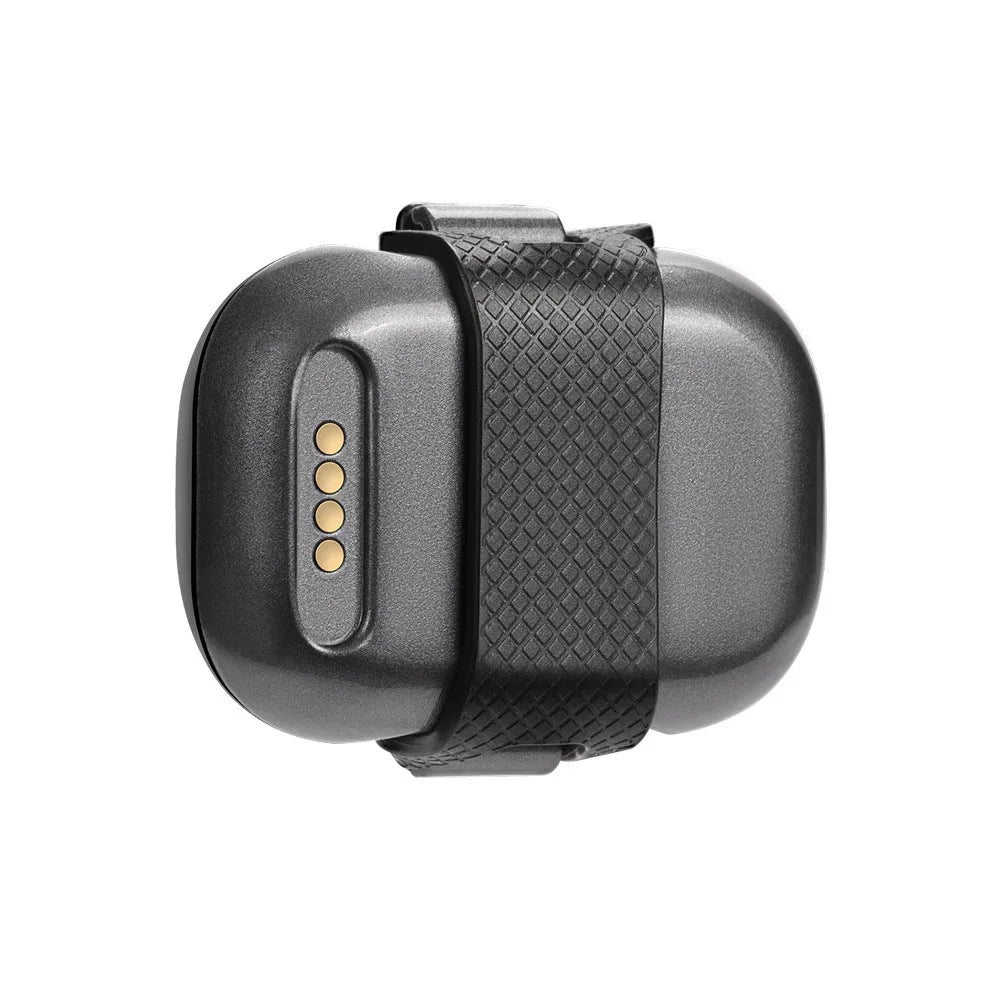 Black pet GPS locator tracking device with hanging rope for attachment to pet collars