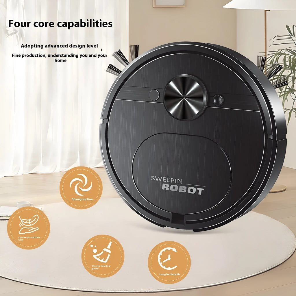 Black or white three-in-one USB charging robot vacuum cleaner with suction, sweeping, and mopping functions