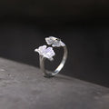 Vintage distressed ginkgo leaf ring in retro J02280 colour with copper base and adjustable open band