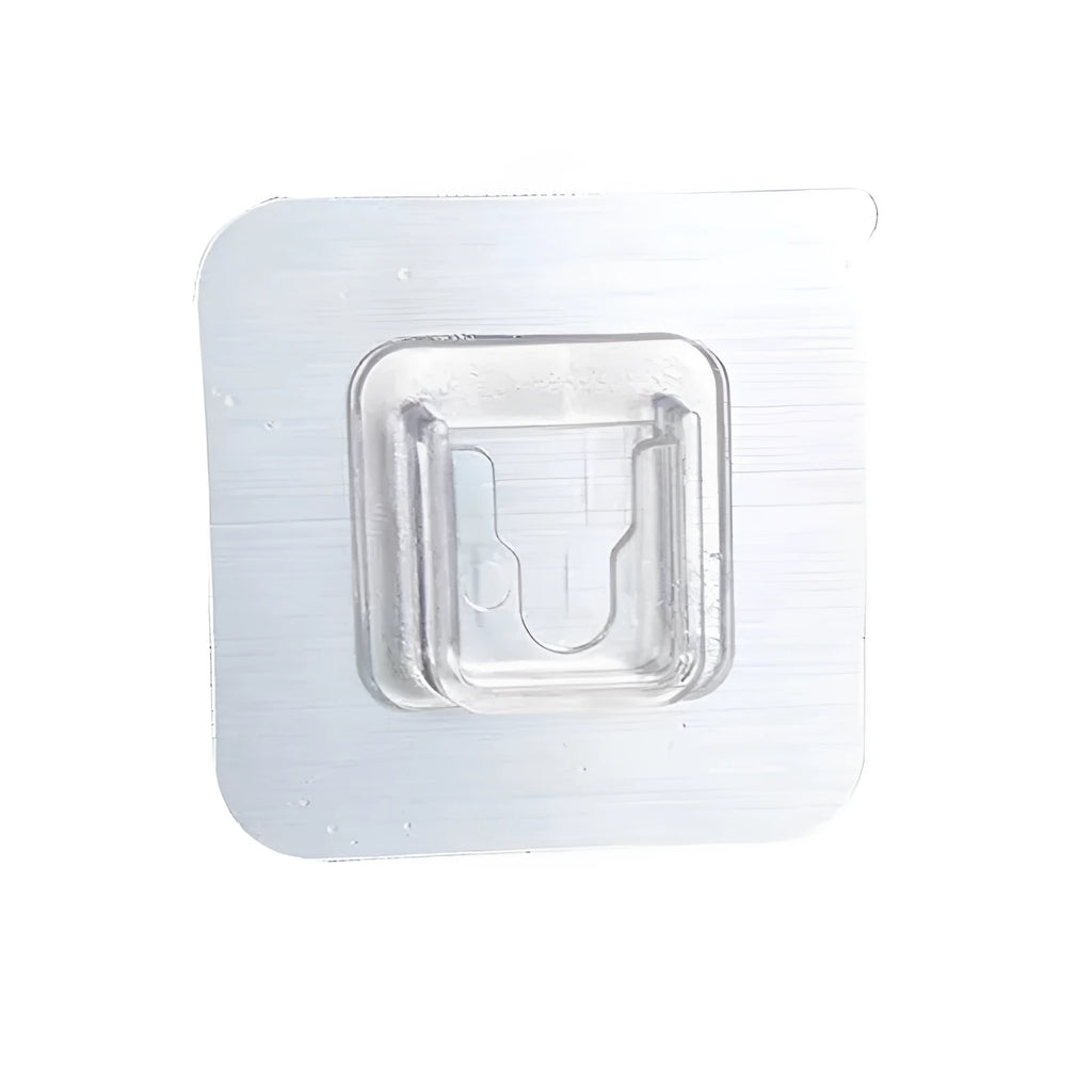 Adhesive snap button plastic hook in single hook style, transparent double-sided patch, maximum load 10kg