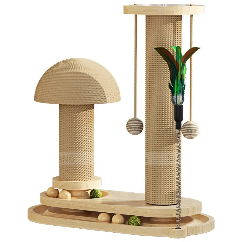Solid wood cat scratching post with turntable in various colour and style options