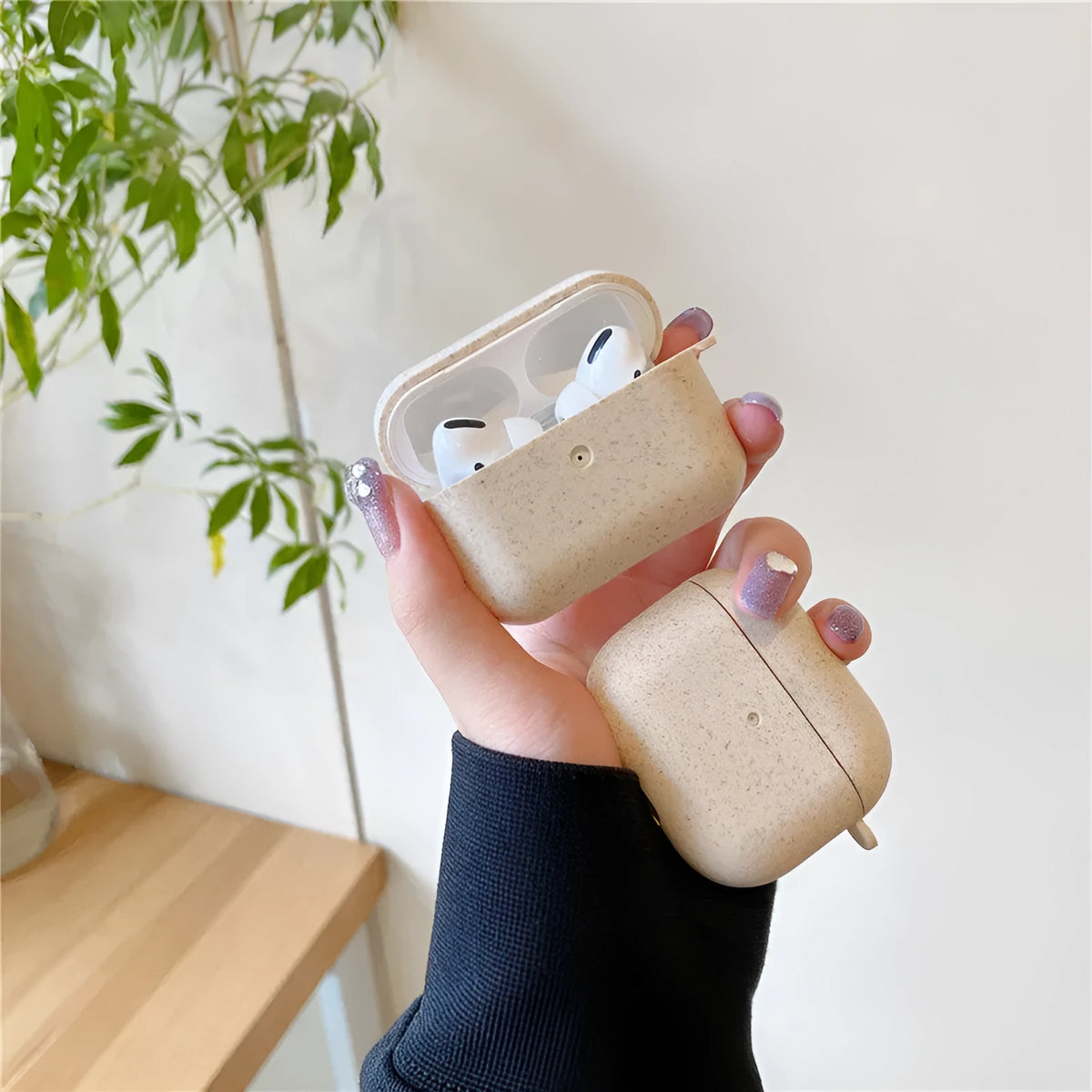 Silicone plastic degradable protective sleeve for Apple AirPods charging case soft touch solid colour