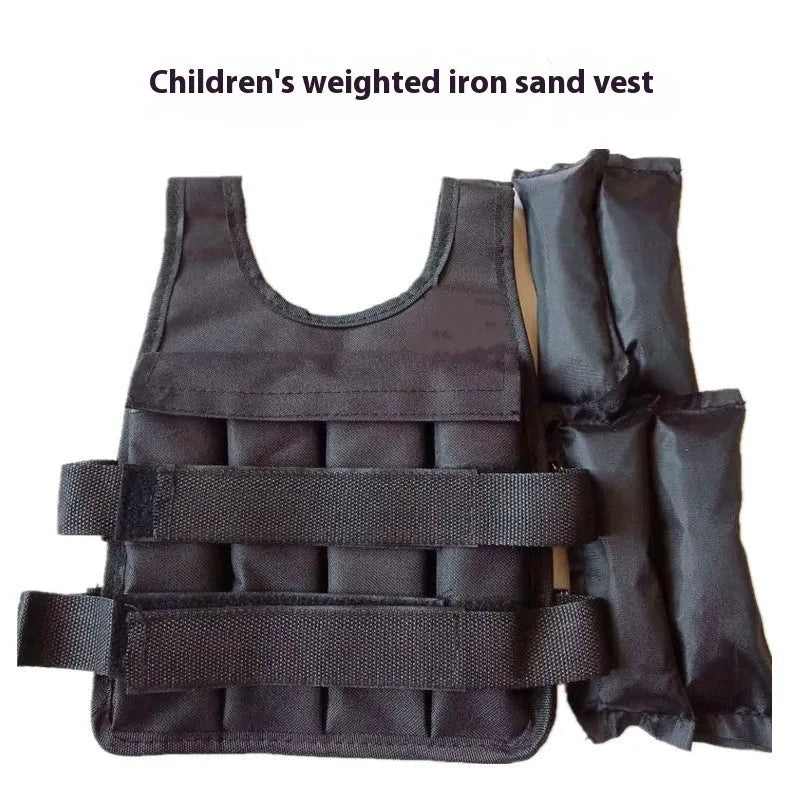 Children's adjustable weight-bearing sand vest in voile material with multiple height and load options