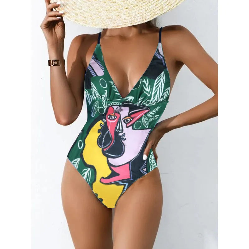 Women's plus size solid colour bikini swimsuit with backless design in blue, purple, green, or pink options