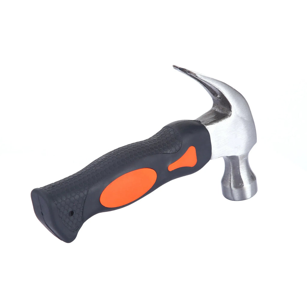 Nail hammer with high carbon steel head, non-slip handle, and pull-out staple function for carpentry and home repairs