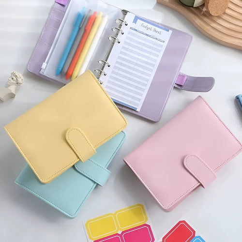 A5 PU leather zipper notebook shell in multiple colour options showing zipper closure and solid colour design