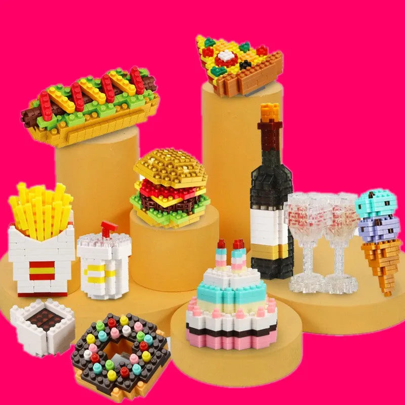 Small particle plastic building block toy set in a colour box for teenagers aged 7 to 14