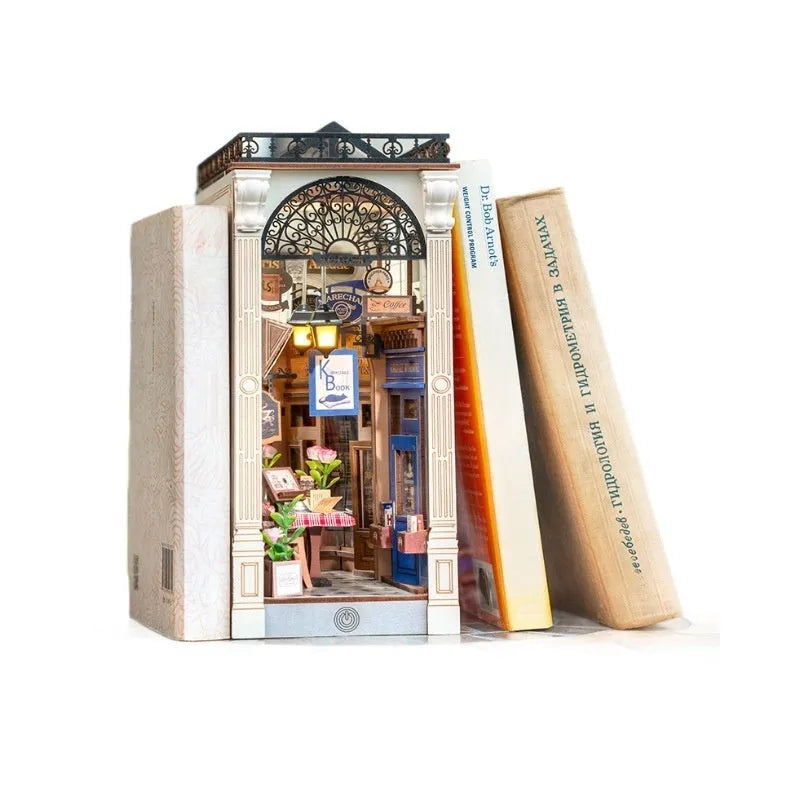 Ruolai Arcade three-dimensional puzzle blocks toy assembled model in wood and paper, size 106x195x255mm