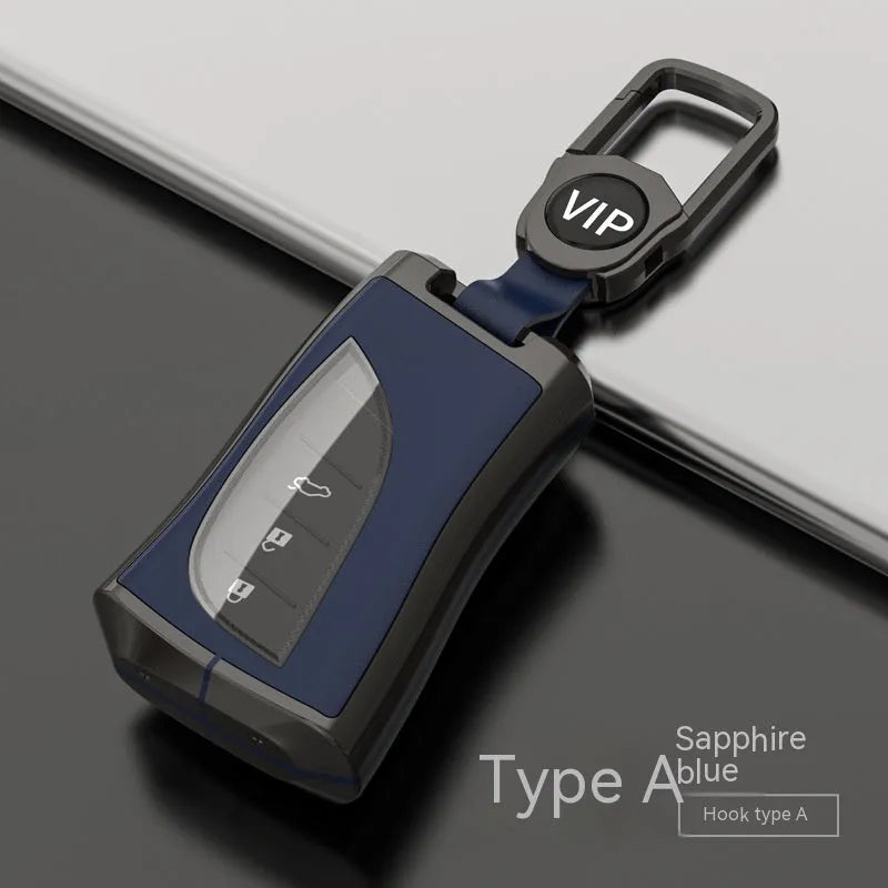 Lexus car key case cover in black, made from zinc alloy and TPU, shown in single shell style.