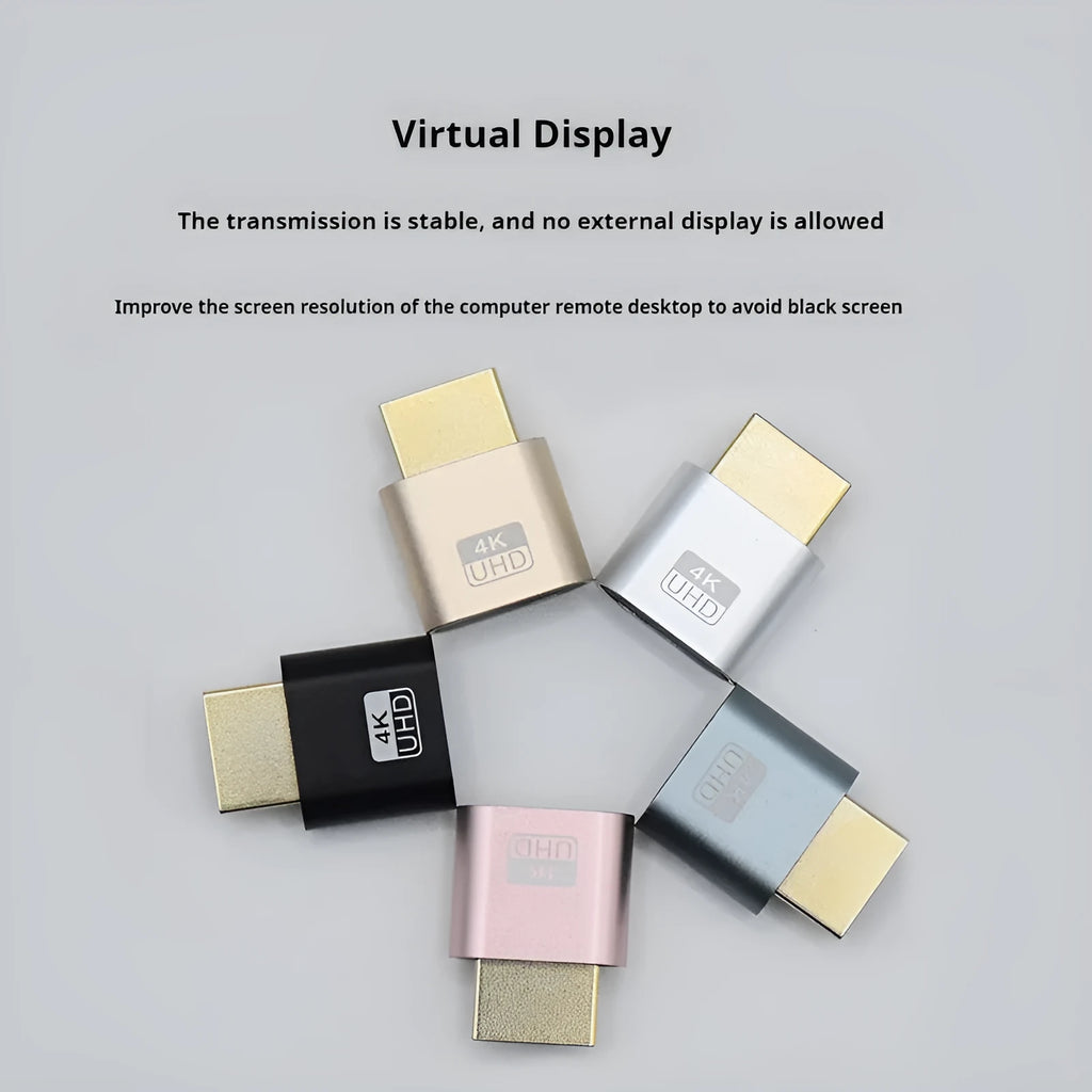 HDMI virtual display dongle with 26.5mm connector in multiple interface colour options