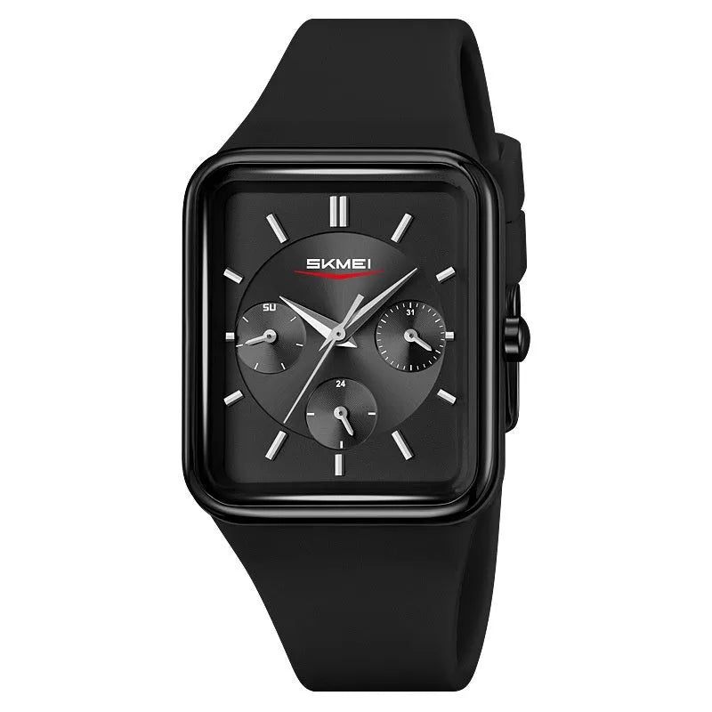 Square silicone waterproof digital watch for girls with multi-functional display in various colour options