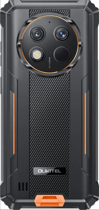OUKITEL G1 mobile phone in grey, green, and orange colour options with charger and manual
