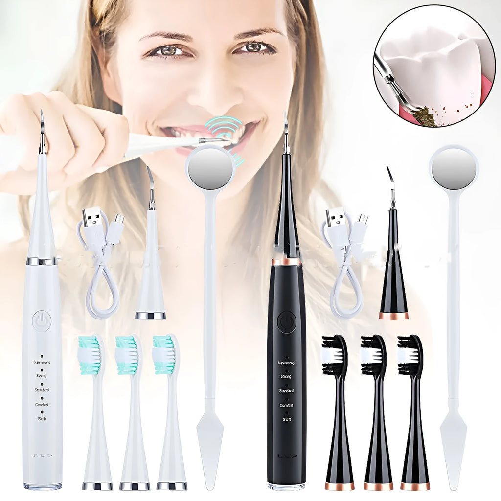 USB electric toothbrush with magnetic suspension motor in black or white, with optional 18mm or 20mm brush heads.