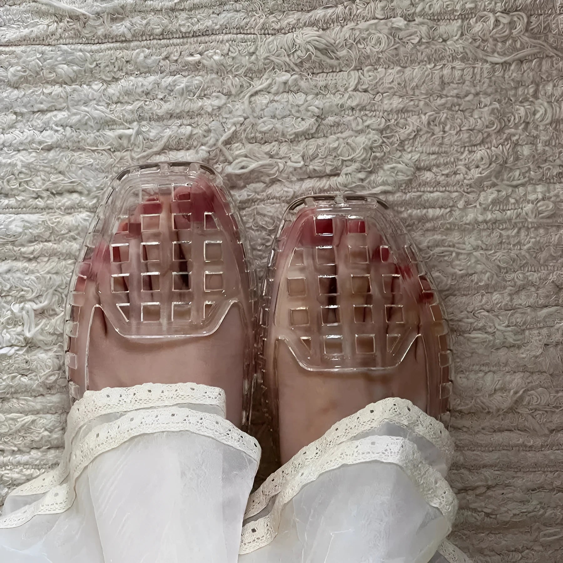 PVC gel square toe outdoor slippers in multiple colours with visible sole construction