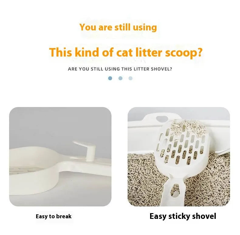 Black metal cat litter scoop with narrow 0.8cm slots for cleaning clumping litter