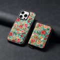 Huanyu cork anti-theft zipper phone case in green with 3D floral rose design for iPhone 17 Pro Max