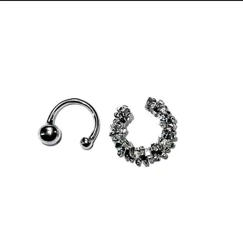 Alloy geometric earrings with irregular frosty style and double clip design in colour B4710