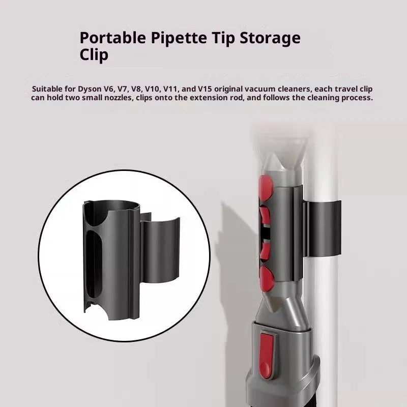 Dust removal brush converter set for vacuum cleaners with storage clip