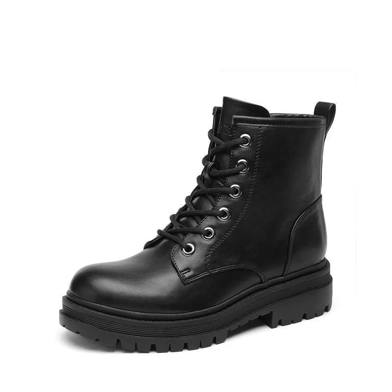Women's flat lace up satin over the knee booties in black, flat sole, beyond knee length, lace up front