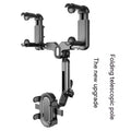 Black ABS universal automobile rear view mirror bracket with a folding rod support mechanism