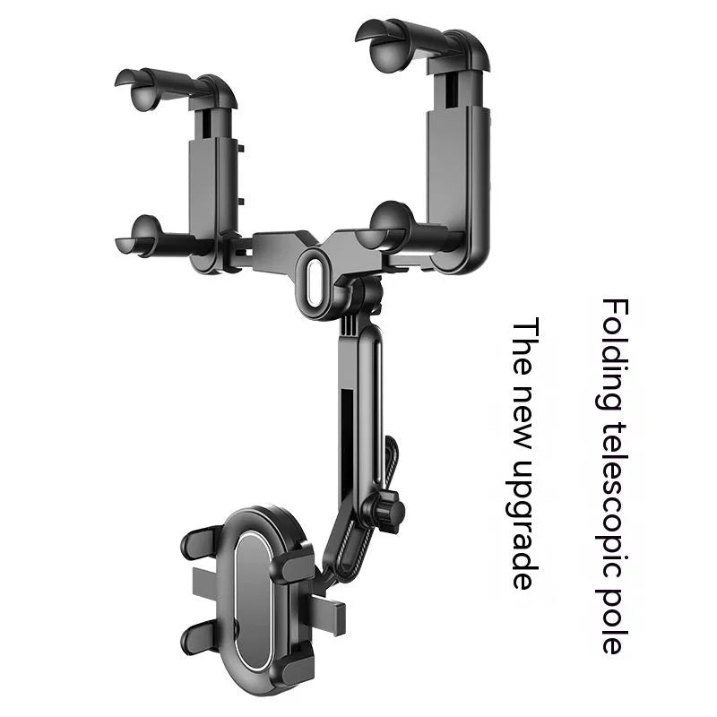 Black ABS universal automobile rear view mirror bracket with a folding rod support mechanism