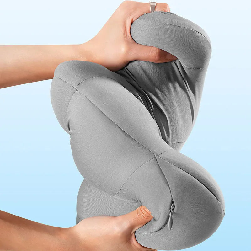 Grey and orange memory foam head restraint and waist pillow set for lorry driver seats.