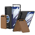 Samsung SMFold7 hard phone case with detachable card holder, bracket, and magnetic suction in Black