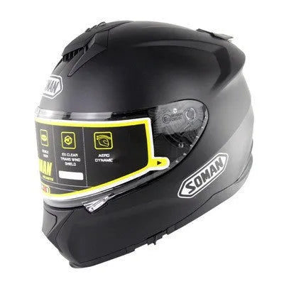 Motorcycle electric bicycle riding helmet with anti-fog double lens in Matte Black colour