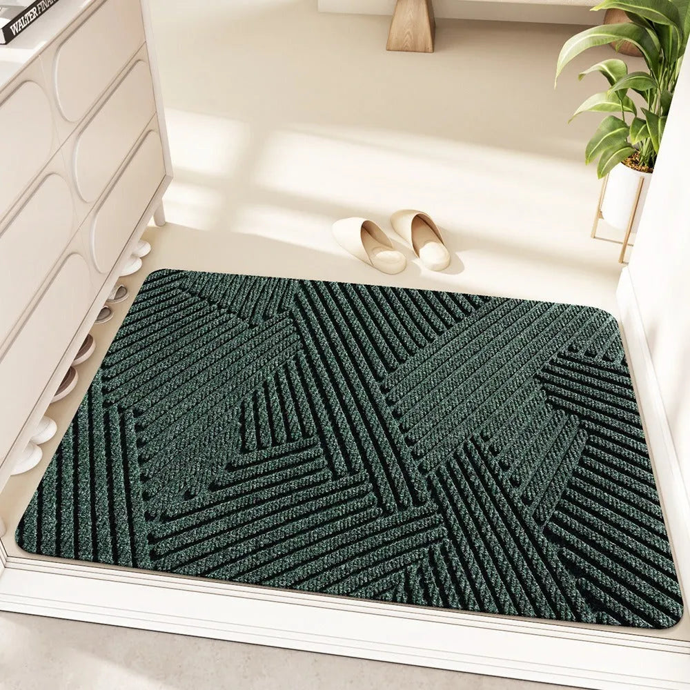 Alien-shaped silk ring entrance doormat with cartoon anime pattern in blue colour