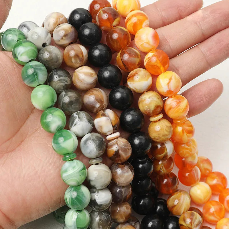 Light luxury acrylic beaded rosary bracelet ornament in six colour options