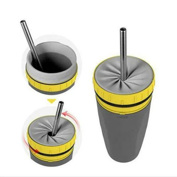 Twist cup travel tumbler with cartoon pattern and silicone seal membrane