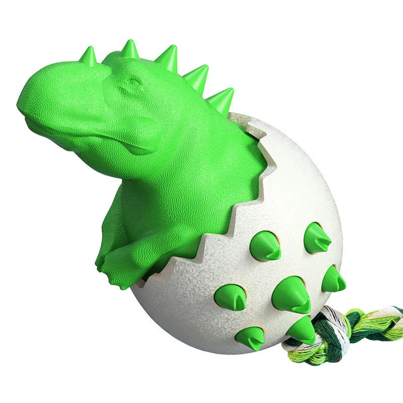 Durable blue dinosaur dog chew toy with rope for aggressive chewers