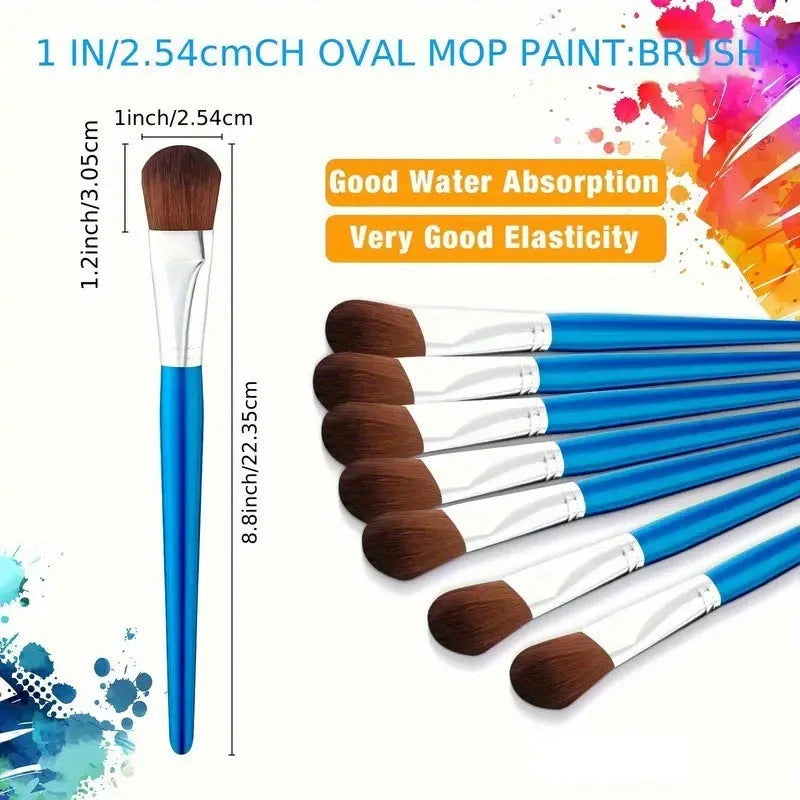 Children's nylon oil painting brush with wood handle, single curved wire tip, black colour