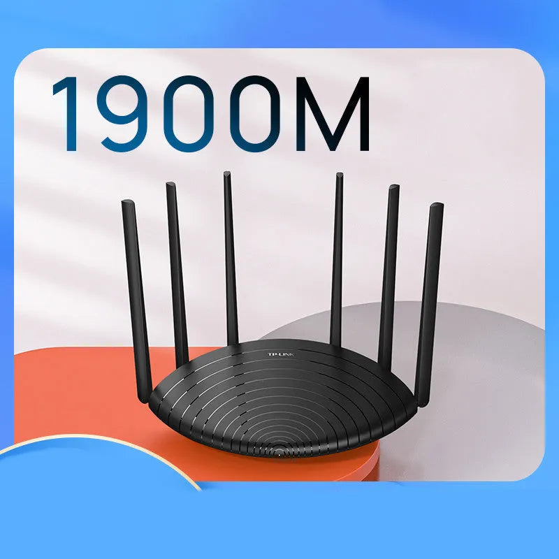 TL-WDR7661 AC1900 Gigabit wireless home router with antenna showing front panel and ports.
