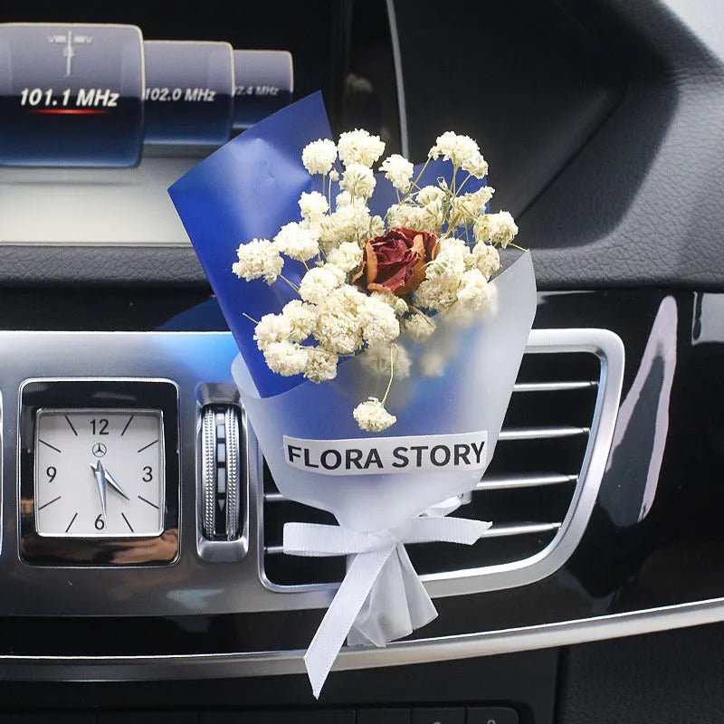 Mini dried flower bouquet for car air vent in a selection of colours and styles