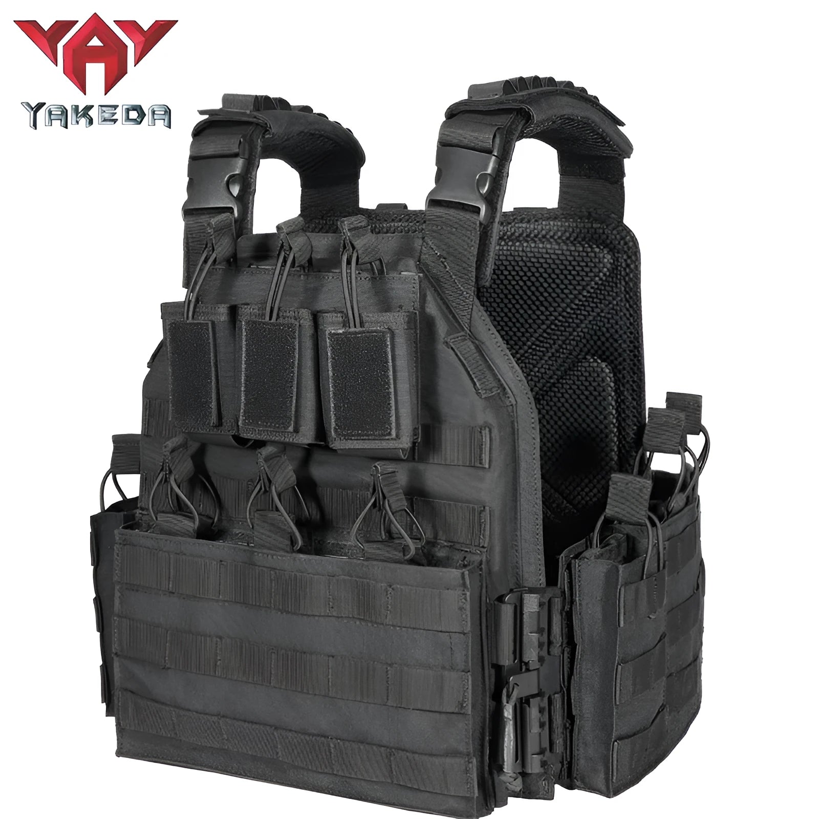 Outward quick dismantling 6094 tactical vest in black CP camouflage with adjustable waist and 1000D polyester construction for outdoor training