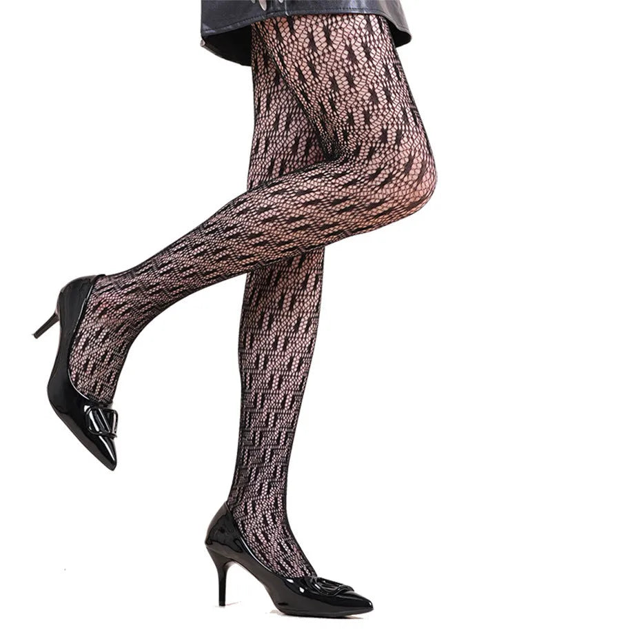 Halloween spider web leopard print fishnet stockings in free size nylon, anti-snagging women's hosiery