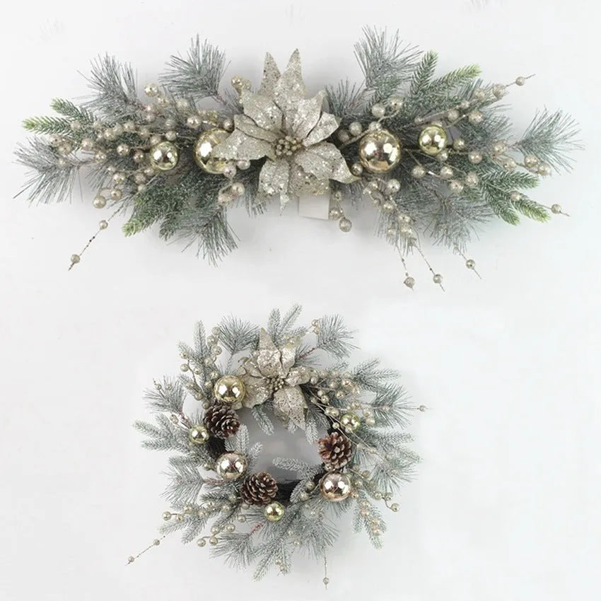 Plastic rattan upside down Christmas door hanging decoration in classical style