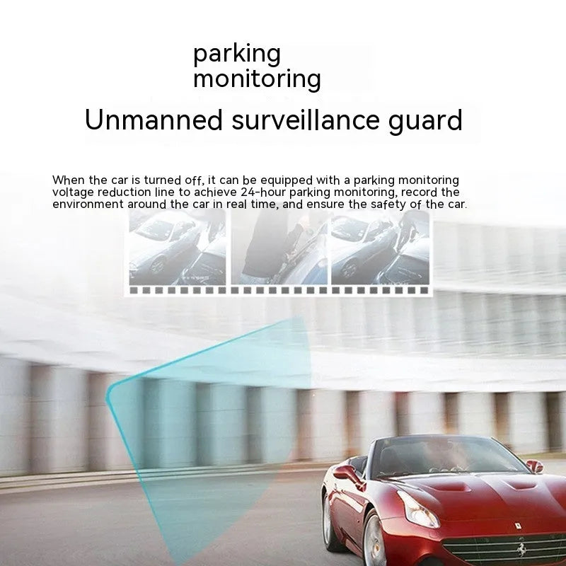 Black dashboard camera with 5-inch screen for front and rear 2K recording, GPS, and Wi-Fi connectivity.