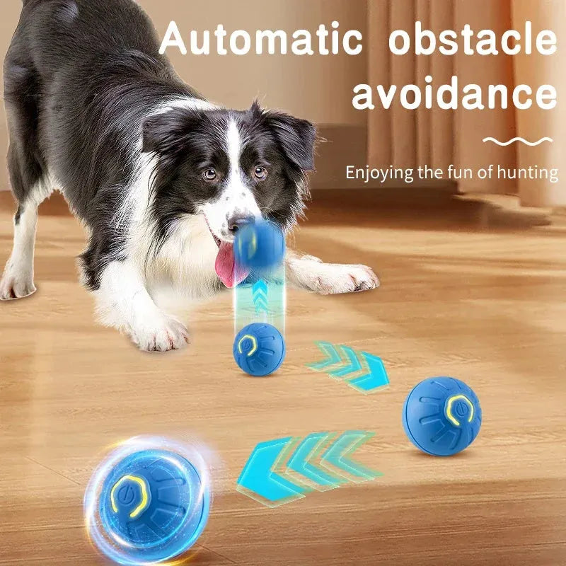 Smart dog toy ball 42mm USB automatic moving bouncing electronic pet toy in blue