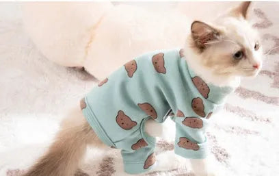 Puppet-style four-legged cat clothes for British Shorthair hairless cats, available in stripes and solid colours, sizes S-2XL