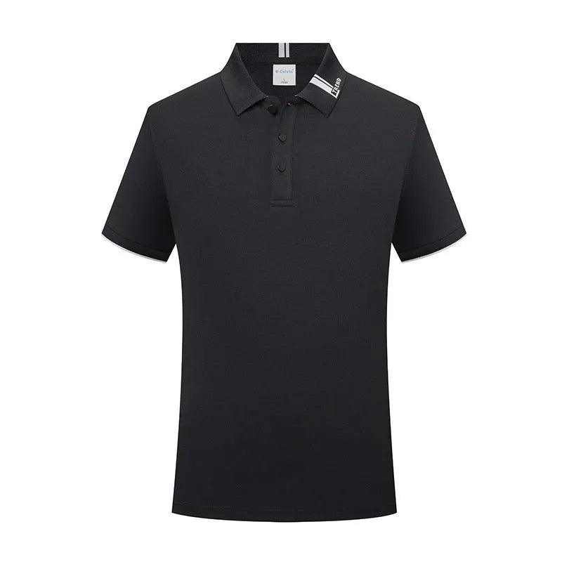 Breathable cotton blend short sleeve lapel polo shirt in light purple with fashion letter print