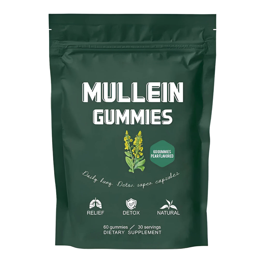 Pack of 60 mullein gummies, fruit-flavoured soft candy herbal supplement