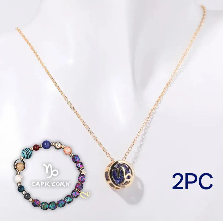 Natural stone beaded necklace and matching bracelet set with stainless steel clasp.