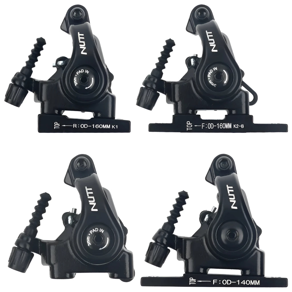 Road bike mechanical disc brake flat double-acting pull clip device with metal caliper and S7 finish
