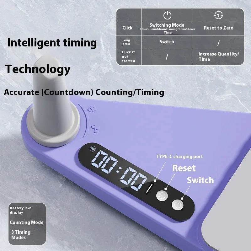 Split multifunctional skiing machine trainer, a long purple fitness board on a home floor.