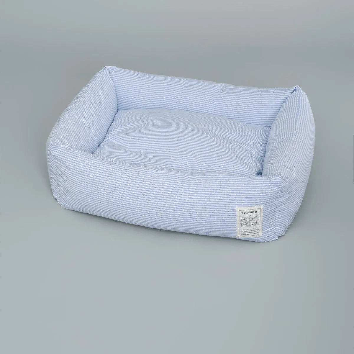 White and blue striped cloth foldable cat nest with shirt lining